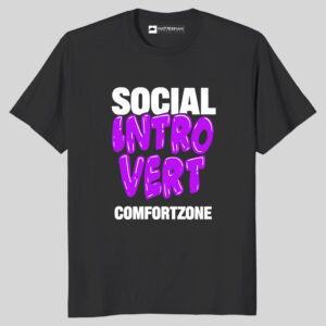 Introvert Printed Regular Fit Black T-Shirt