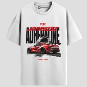 Red Car Oversized White T-Shirt
