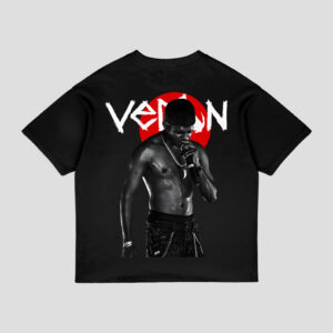 Vedan Black Oversized Printed T-shirt