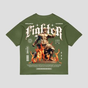 Fighter Oversized Green T-Shirt
