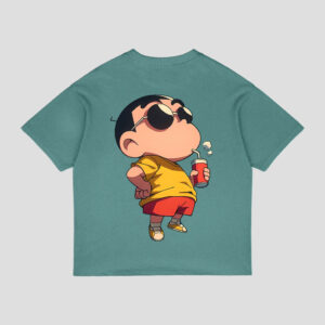 Shinchan Oversized Blue T-Shirts