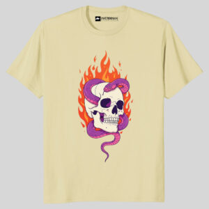 Skull Regular Fit T-Shirts (Cream)