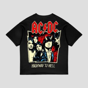 ACDC Black Oversized Printed T-shirt